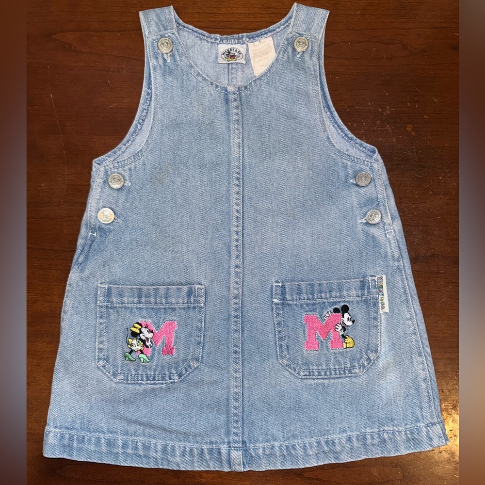 Mickey & Co. Vintage 1995 Minnie & Mickey Cotton Denim Overall Dress Size 4